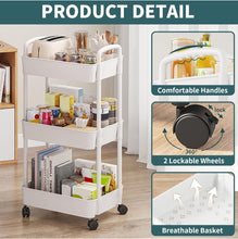 Load image into Gallery viewer, 3 Tier Rolling Cart
