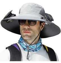 Load image into Gallery viewer, Wide Brim Sun Hat with 2 Solar Fans
