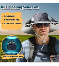 Load image into Gallery viewer, Wide Brim Sun Hat with 2 Solar Fans
