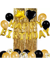 Load image into Gallery viewer, Black and Gold Happy Birthday Decoration Set (For Sale)
