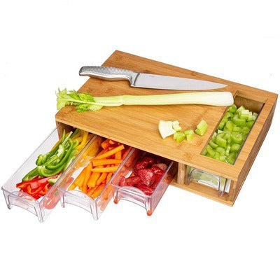 Bamboo Chopping Board with 4 Containers