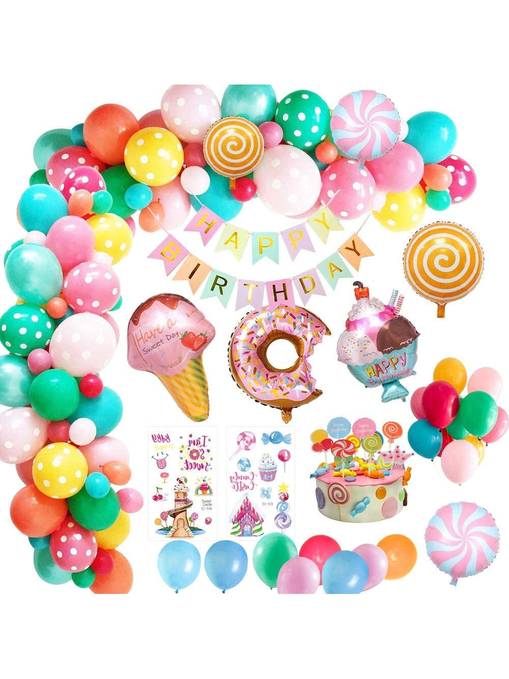 Girl's Birthday Balloons Party Supplies Set (For Sale)