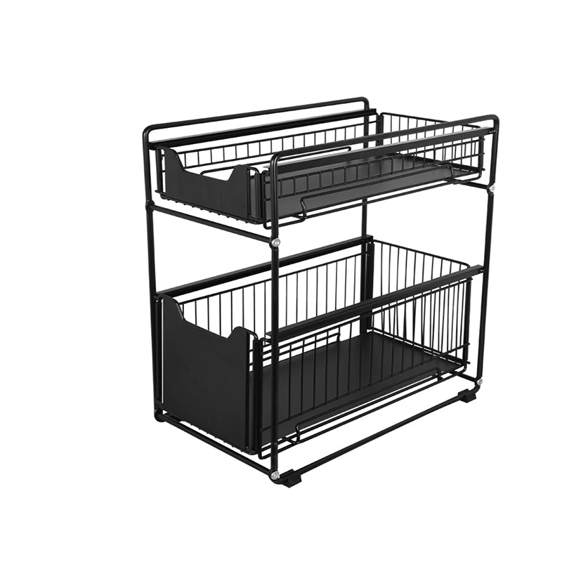 Retractable 2-Tier Sliding Storage Basket